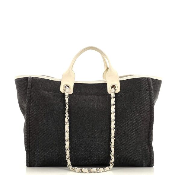 Chanel Deauville Tote Raffia Medium Black - Picture 3 of 8